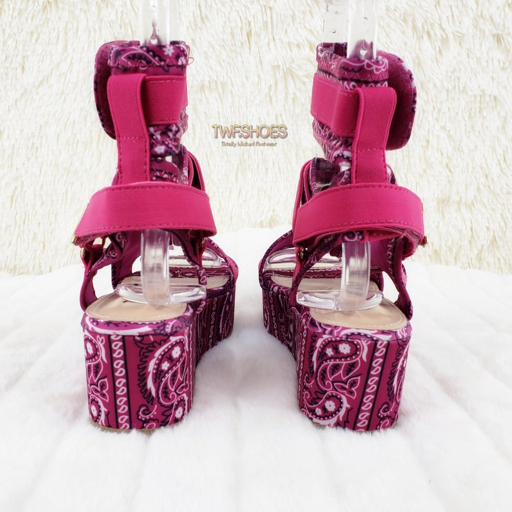 Fuchsia Pink Paisley Bandanna 2" harness strap shoes Comfy Pink Bandana - Picture 9 of 12
